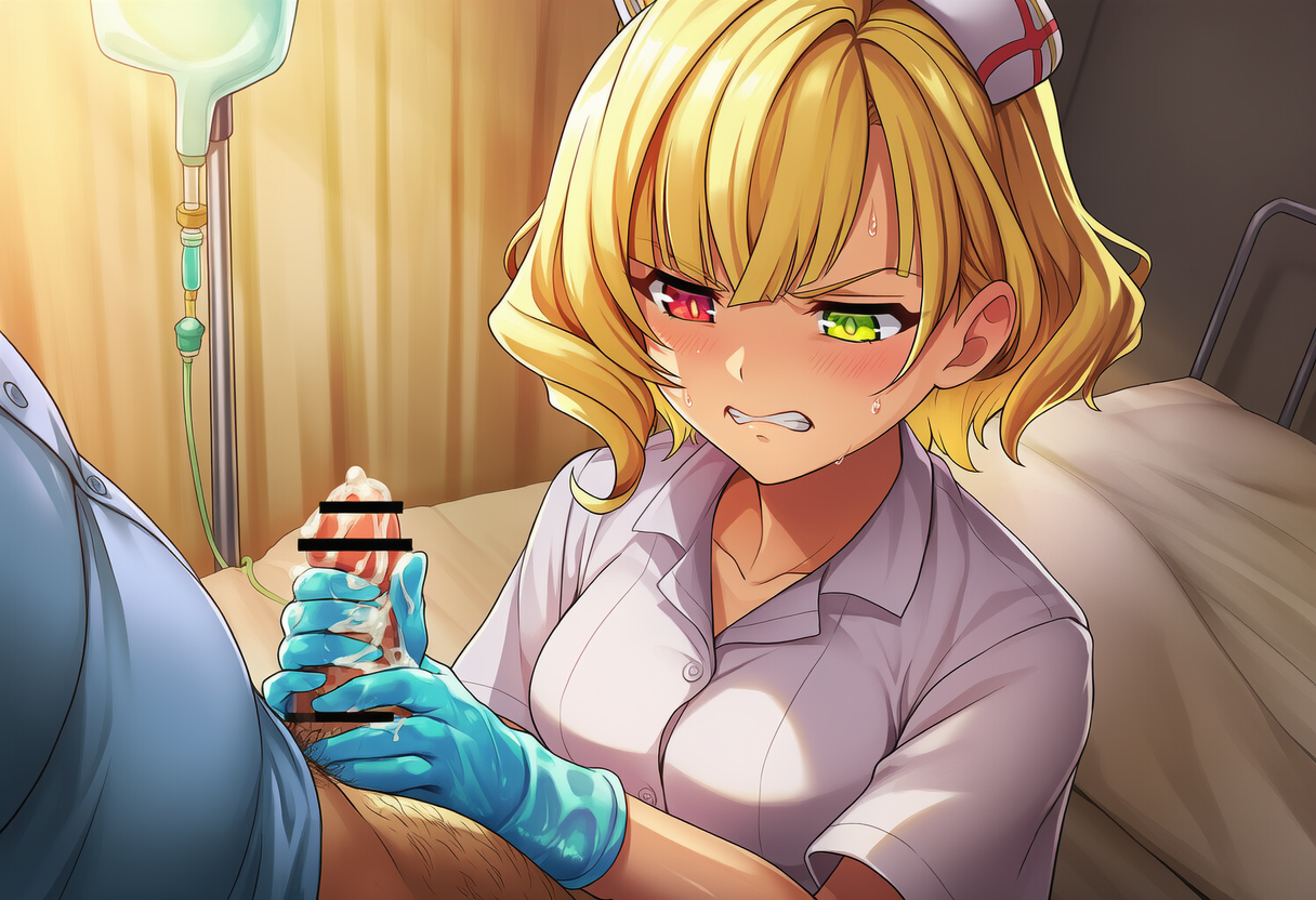 ゴム手袋で嫌々手コキするシャル